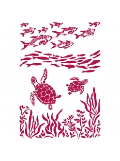 Трафарет для декора Романтика - рыба и черепаха, 21х29,7 см, Stamperia KSG460