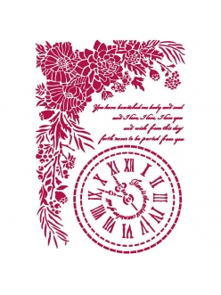 Трафарет для декора Романтика - журнал - часы, 21х29,7 см, Stamperia KSG465