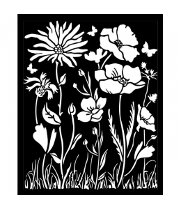 Трафарет объемный "Ателье - цветы и маки", толщина 0,5 мм, 20х25 см, Stamperia KSTD072