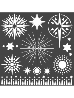 Трафарет объемный Звезды, толщина 0,5 мм, 18х18 см, Stamperia 