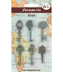 Декоративные элементы металлические "Ключи", Stamperia, 6 шт