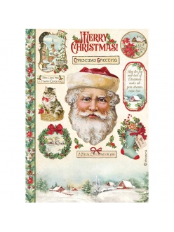 Рисовая бумага для декупажа Новый год - Санта Клаус, Stamperia формат А4