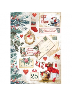 Рисовая бумага для декупажа Романтическое Рождество - Новогодние открытки, Stamperia формат А4