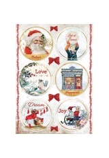 Рисовая бумага для декупажа Stamperia DFSA4635 "Романтическое Рождество - Открытки", формат А4