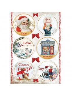 Рисовая бумага для декупажа Романтическое Рождество - Открытки, Stamperia формат А4