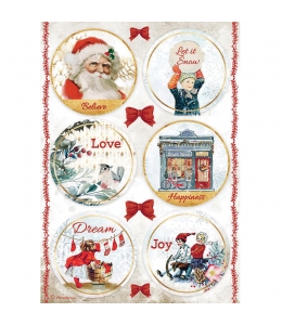 Рисовая бумага для декупажа Stamperia DFSA4635 "Романтическое Рождество - Открытки", формат А4