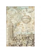 Рисовая бумага для декупажа Stamperia DFSA4700 "Sir Vagabond Aviator New York city map", формат А4