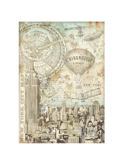 Рисовая бумага для декупажа Sir Vagabond Aviator New York city map, Stamperia формат А4