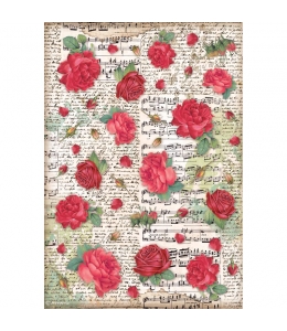 Рисовая бумага для декупажа Stamperia DFSA4720 "Desire red roses", формат А4