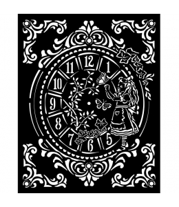 Трафарет объемный "Алиса в Зазеркалье - Часы", толщина 0,5 мм, 20х25 см, Stamperia KSTD090