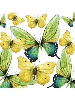 Салфетка для декупажа Зеленые бабочки, 33х33 см, Германия
