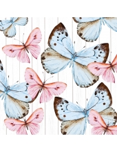 Салфетка для декупажа "Розовые и голубые бабочки", 33х33 см, Германия