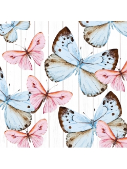 Салфетка для декупажа Розовые и голубые бабочки, 33х33 см, Германия