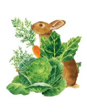Салфетка для декупажа "Кролик в огороде", 33х33 см, Германия
