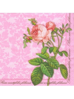 Салфетка для декупажа Роза на розовом фоне, 25х25 см, Германия