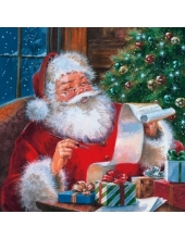 Салфетка для декупажа "Санта Клаус со списком подарков", 33х33 см, Германия