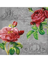 Салфетка для декупажа "Розы, текст и орнамент", 33х33 см, Германия