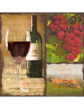 Салфетка для декупажа "Красное вино и виноград", 33х33 см, Германия