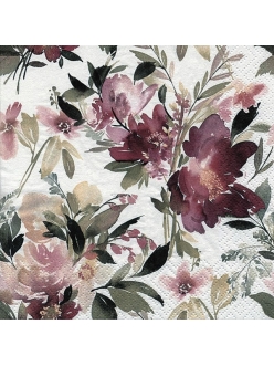 Салфетка для декупажа Акварельные винтажные цветы, 33х33 см, Ti Flair