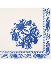 Салфетка для декупажа "Синий цветочный орнамент", 33х33 см, Германия
