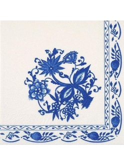 Салфетка для декупажа Синий цветочный орнамент, 33х33 см, Германия