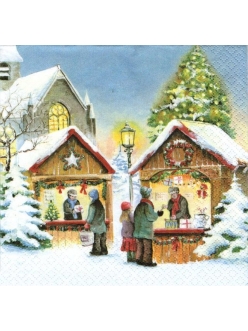 Салфетка новогодняя Магазин рождественских подарков, 33х33 см, Германия