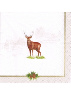 Салфетка для декупажа Рождественский олень, 33х33 см, Италия
