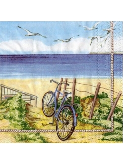 Салфетка для декупажа Велосипед на пляже, 33х33 см, Германия