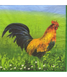 Салфетка для декупажа "Петух и курица", 33х33 см, Голландия