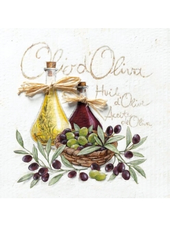 Салфетка для декупажа Оливковое масло, оливки, 33х33 см, Голландия