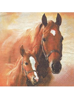 Салфетка для декупажа Лошадь с жеребенком, 33х33 см, Голландия