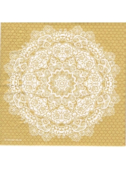 Салфетка для декупажа Цветочное кружево золото, 33х33 см, Голландия