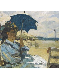 Салфетка для декупажа Клод Моне, Пляж в Трувиле, 33х33 см, Голландия
