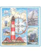 Салфетка для декупажа HF13309625 "Море маяк", 33х33 см, Голландия