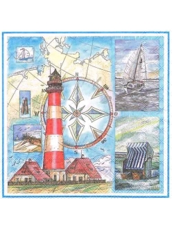 Салфетка для декупажа Море маяк, 33х33 см, Голландия
