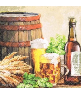 Салфетка для декупажа "Пиво и хмель", 33х33 см, Голландия