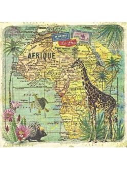 Салфетка для декупажа Путешествие по Африке, 33х33 см, PPD (Германия)