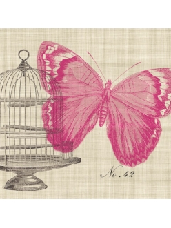 Салфетка для декупажа Пьемонт розовая бабочка, 33х33 см, Германия