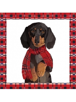 Салфетка новогодняя для декупажа Собака в шарфике, 33х33 см, Германия