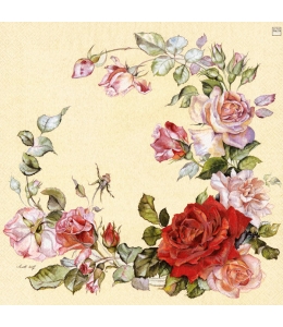 Салфетка для декупажа "Венок из роз", 33х33 см, Германия