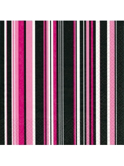 Салфетка для декупажа Розовые полоски на черном фоне, 33х33 см, Германия