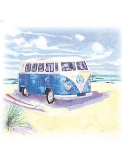 Салфетка для декупажа Автобус на пляже, 33х33 см, Германия