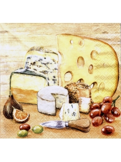 Салфетка для декупажа Сыр и вино, 33х33 см, Голландия