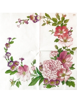 Салфетка для декупажа Розовые цветы, 33х33 см, Home Fashion Германия