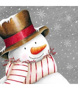 Салфетка для декупажа "Снеговик в шляпе", 33х33 см, Ambiente (Голландия)