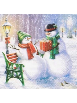 Салфетка новогодняя для декупажа Подарок для снеговика, 33х33 см, Ambiente Голландия