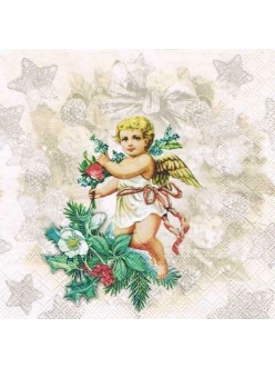 Салфетка новогодняя для декупажа Рождественский ангел, 33х33 см, Ambiente Голландия
