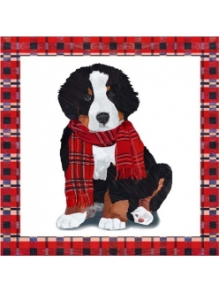 Салфетка новогодняя для декупажа Собака в красном шарфе, 33х33 см, Германия