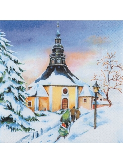 Салфетка новогодняя для декупажа Зимний закат, 33х33 см, Германия