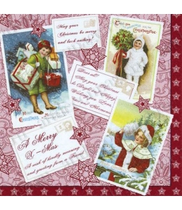 Салфетка для декупажа "Винражные Рождественские открытки", 33х33 см, Германия